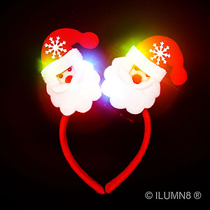 Flashing LED Headband - Plush Santa